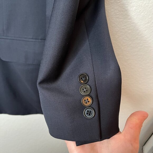 Ermenegildo Zegna Super 100S Navy Wool Mens Blazer 48 - Picture 9 of 12